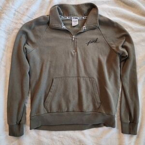 PINK Victoria's Secret Olive Quarter-Zip Sweatshirt